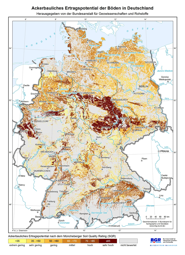 Ackerbauliches Ertragspotential der Böden in Deutschland