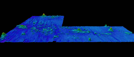 Sea-floor topography of the eastern German license area, looking towards the north