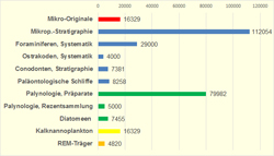 Zusammensetzung der Mikrofossilsammlung, Stand 01.08.2016