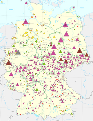 Blattschnitt der Bergbau- und Speicherbetriebskarte